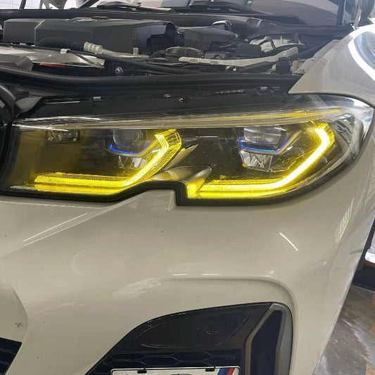 TNF DRL Tagfahrlichter Module gelb weiß switch passend für BMW 3er (G20) Baujahr 19-22 Laserlicht Scheinwerfer