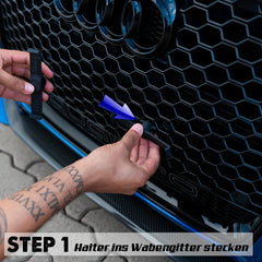 License plate holder twist 'n' fix V2.0 honeycomb grill