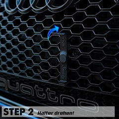 License plate holder twist 'n' fix V2.0 honeycomb grill