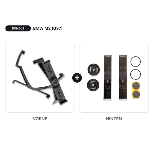 BUNDLE Kennzeichenhalter Twistnfix Vorne + Hinten passend für BMW M2 (G87) – V2.0 Front + Universal Heck