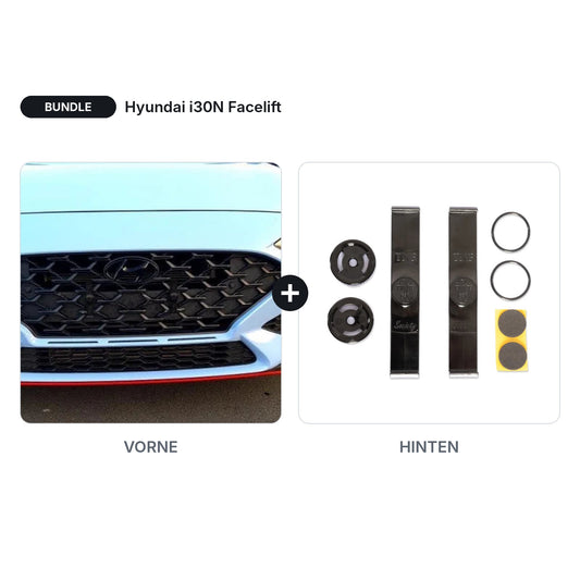 BUNDLE Kennzeichenhalter Twistnfix Vorne + Hinten passend für Hyundai i30N Facelift – V2.0 Front + Universal Heck