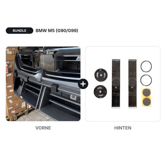 BUNDLE Kennzeichenhalter Twistnfix Vorne + Hinten passend für BMW M5 (G90/G99) – Magnet Front + Universal Heck